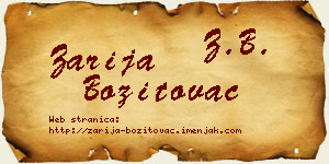 Zarija Bozitovac vizit kartica